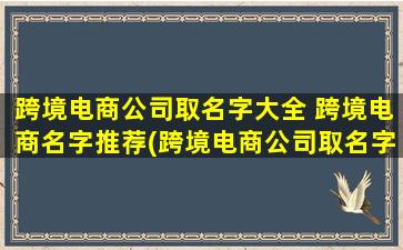 跨境电商公司取名字大全 跨境电商名字推荐(跨境电商公司取名字大全及推荐  30个优质跨境电商公司名字)